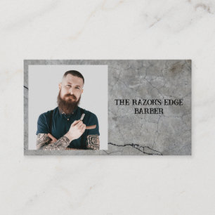 Modern Sleek Black and Gray Barbershop  Business Card