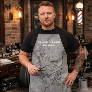 Modern Sleek Black and Gray Barbershop  Photo Apron