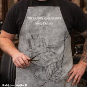 Modern Sleek Black and Gray Barbershop Photo Apron