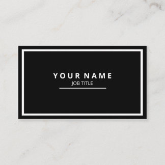 Modern Sleek Black Front White Letters and Back Business Card