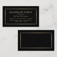 Modern & Sleek, Black/Gold Bachelor Party Ticket