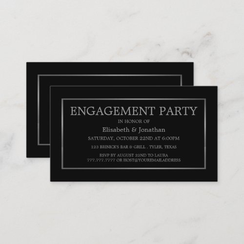 ModernSleek BlackSilver Engagement Party Ticket 