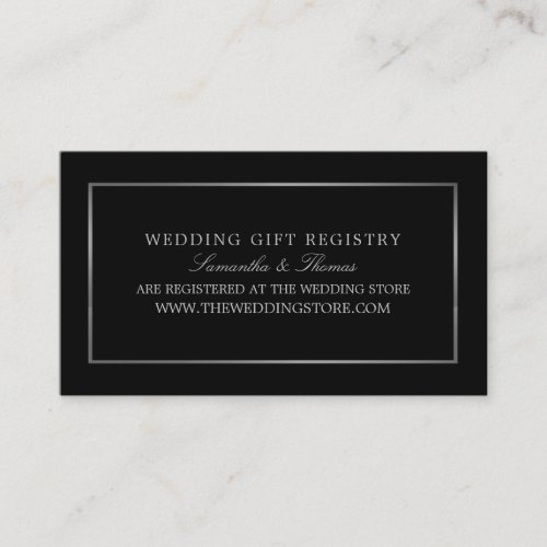 Modern  Sleek Black  Silver Gift Registry Enclosure Card