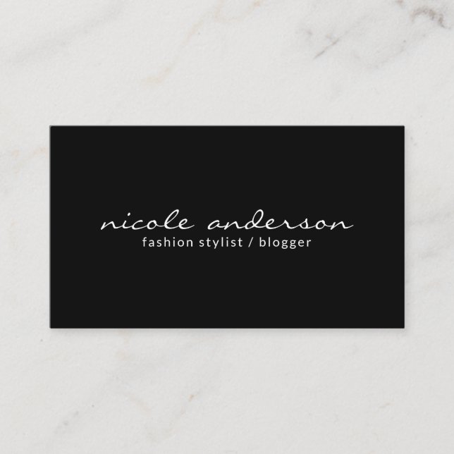 Modern Sleek Black Stylish Minimalist Business Card (Front)