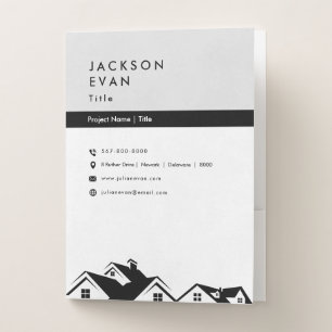 Modern Sleek Black & White Client Real Estate Pocket Folder