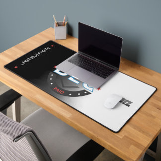 Modern Sleek Certified DLC Gaming Black and White Desk Mat
