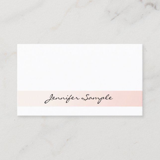 Modern Sleek Chic Design Trendy Blush Pink White Business Card (Front)