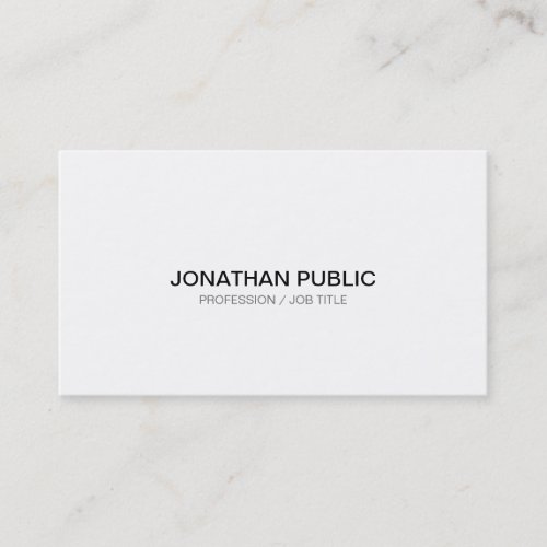 Modern Sleek Chic Elegant White Professional Plain Business Card