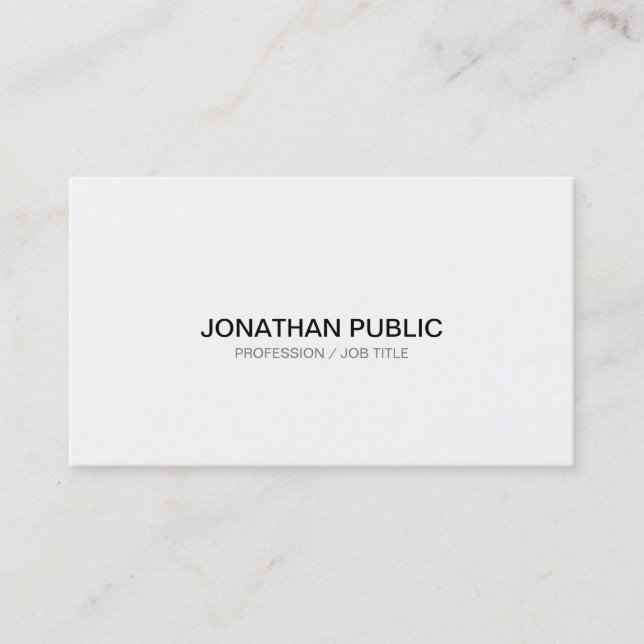 Modern Sleek Chic Elegant White Professional Plain Business Card (Front)