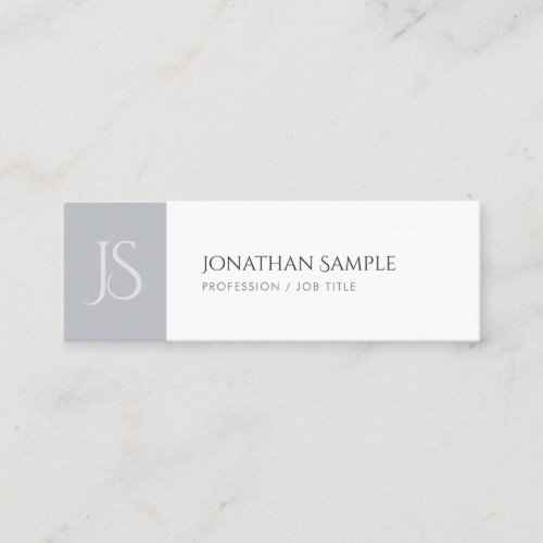 Modern Sleek Chic Monogrammed Trendy Plain Mini Business Card