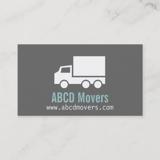 Modern, Sleek, Chic, Mover Company, white Truck Business Card (Front)
