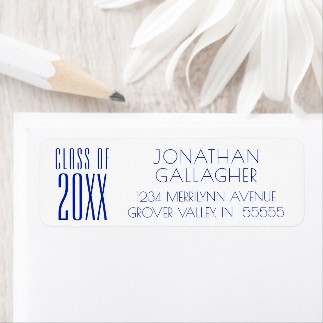 Modern Sleek CLASS OF 20XX Royal Blue Graduation Label (Insitu)