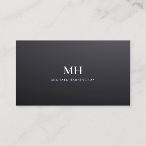 Modern Sleek Cool Monogram Black Gradient Business Card