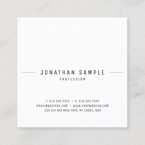 Modern Sleek Design Elegant Template Cool Top Square Business Card