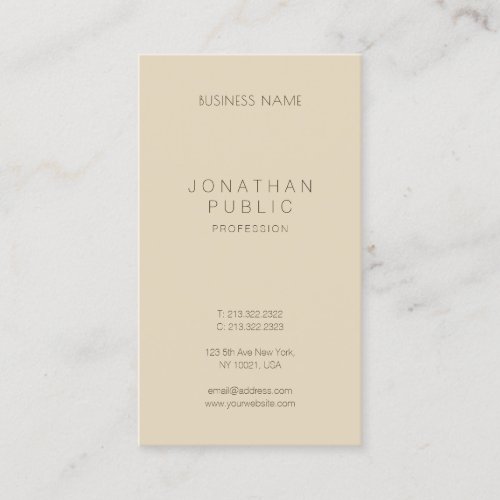 Modern Sleek Elegant Beige Template Sophisticated Business Card