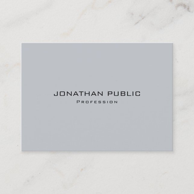 Modern Sleek Elegant Grey Template Trendy Chic Business Card (Front)