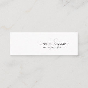 Modern Sleek Elegant Monogram Plain Trendy Mini Business Card