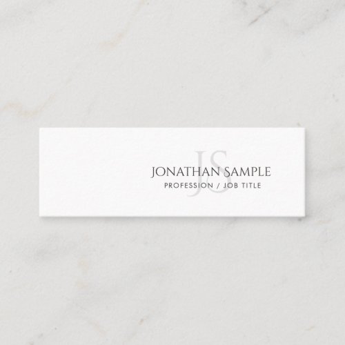 Modern Sleek Elegant Monogram Plain Trendy Mini Business Card