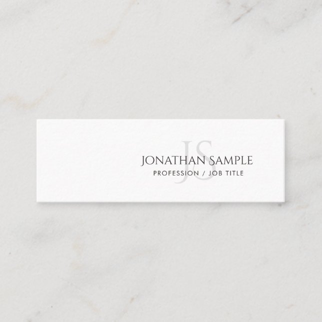 Modern Sleek Elegant Monogram Plain Trendy Mini Business Card (Front)