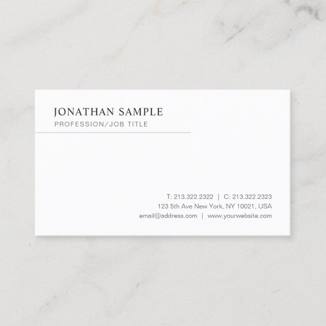 Modern Sleek Minimalist Template Professional Business Card (Front)