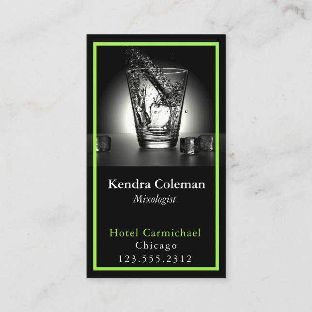 Modern Sleek Mixologist Custom QR Code Vertical Bu Business Card (Front)