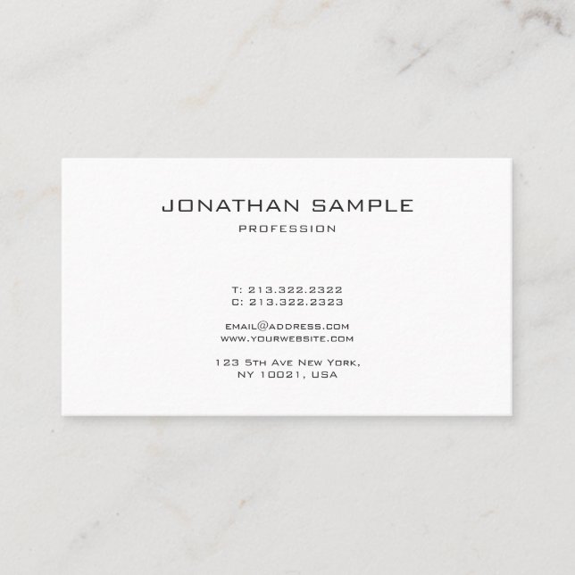 Modern Sleek Monogram Design Sophisticated Plain Business Card (Front)