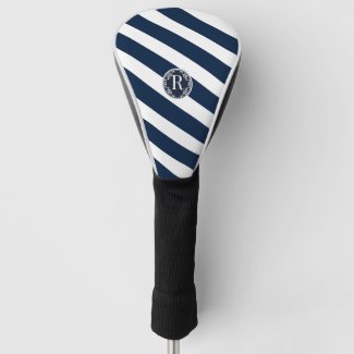 Modern Sleek Nautical Navy Blue and White Striped 
