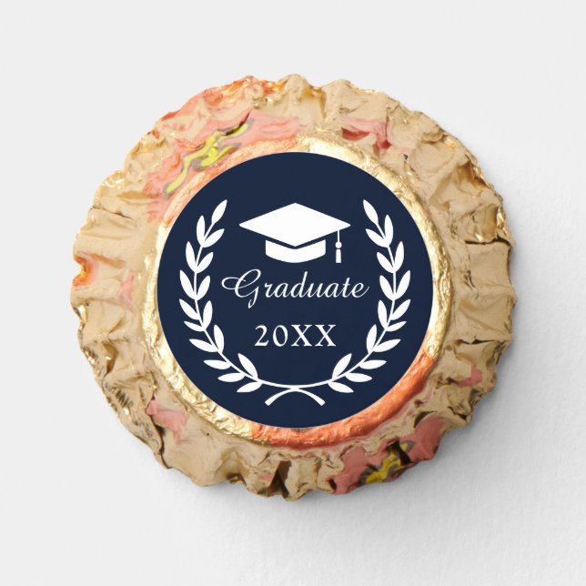 Modern Sleek Navy Blue Graduation Year School Logo Reese's Peanut Butter Cups (Front)