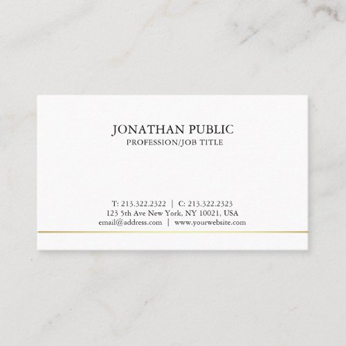 Modern Sleek Plain Stylish Professional Chic Business Card