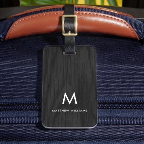 Modern Sleek Printed Black Wood Pattern Custom Luggage Tag