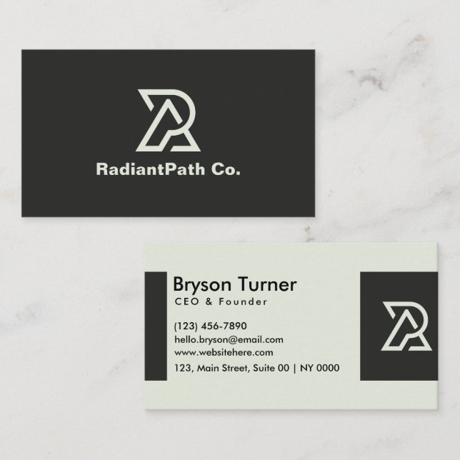 Modern Sleek Professional Bold Black White Clean Business Card (Front/Back)