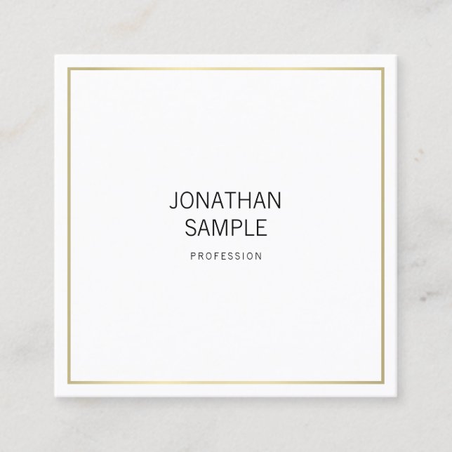 Modern Sleek Professional Design Elegant Gold Look Square Business Card (Front)