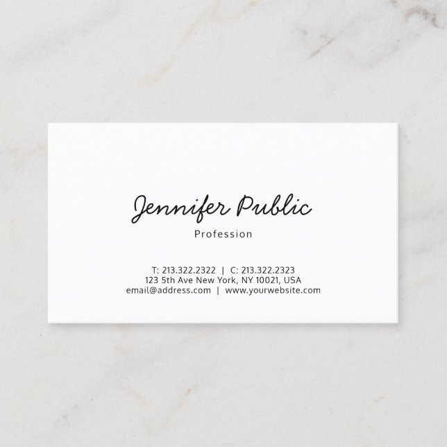 Modern Sleek Professional Elegant Script Template Business Card (Front)