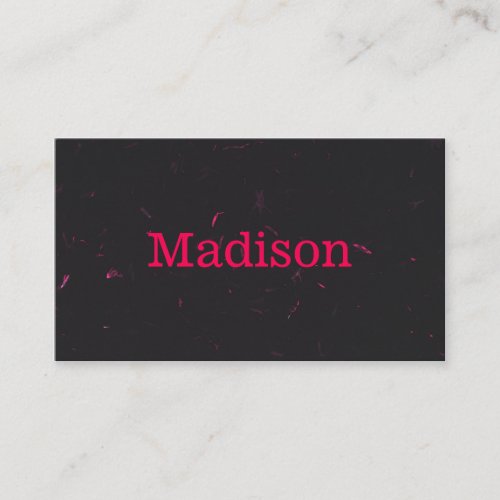 Modern Sleek Recycled Paper Effect Neon Pink Black Business Card