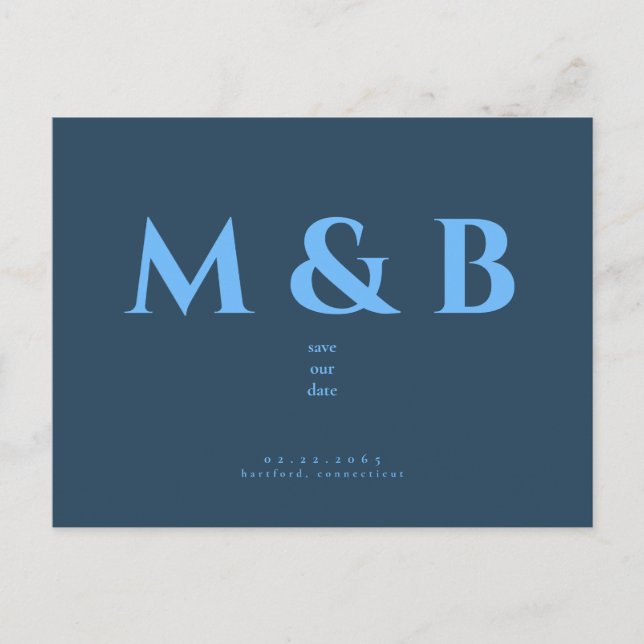 Modern Sleek Teal Wedding Save the Date Postcard (Front)