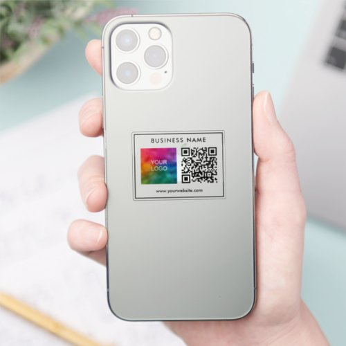 Modern Sleek Template QR Code Text Business Logo Sticker