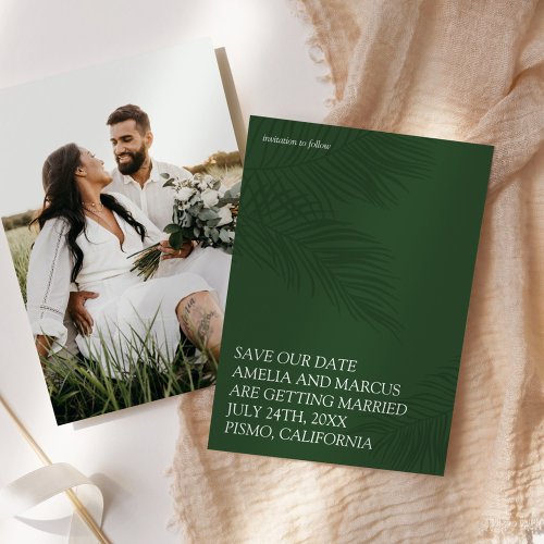 Modern  Sleek Tropical Palms Save our Date Invitation