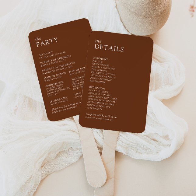 Modern & Sleek Typography Wedding Program Hand Fan (Creator Uploaded)