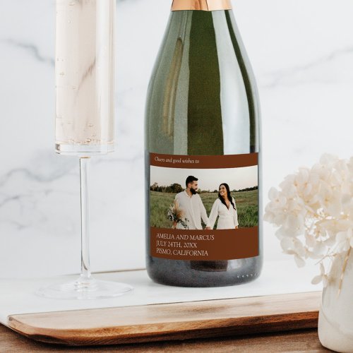 Modern  Sleek Typography Wedding Sparkling Wine Label