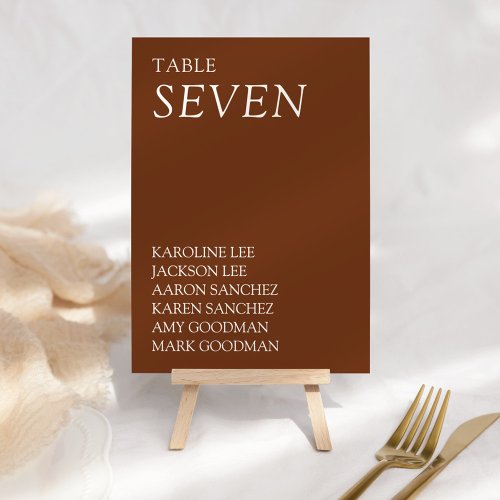 Modern  Sleek Typography Wedding Table Number