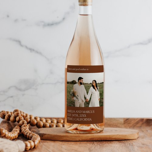 Modern  Sleek Typography Wedding Wine Label