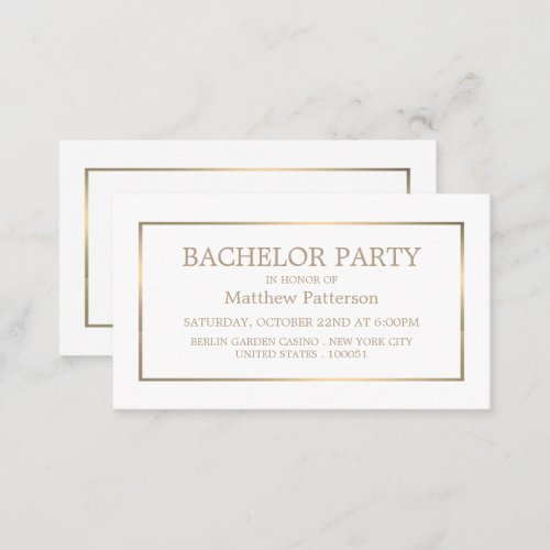Modern  Sleek WhiteGold Bachelor Party Ticket