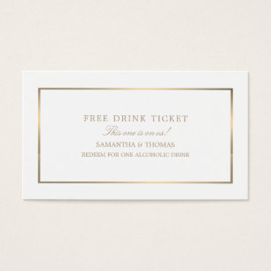 Modern & Sleek, White & Gold, Free Drink Ticket