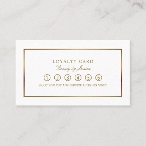 Modern  Sleek White  Gold Loyalty Card