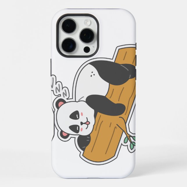 Modern Sleepy Watercolor Panda on Tree iPhone Case (Back)