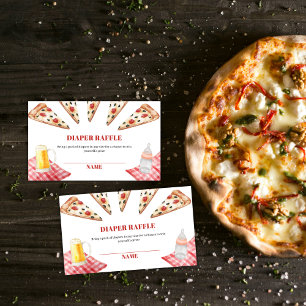 Modern Slice Pizza Beers Diaper Raffle Baby Shower Enclosure Card