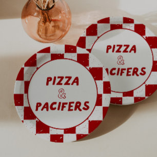 Modern Slice Slice Baby Italian Red Checkered Paper Plates