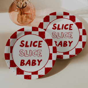 Modern Slice Slice Baby Italian Red Checkered Paper Plates