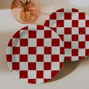 Modern Slice Slice Baby Italian Red Checkered Paper Plates