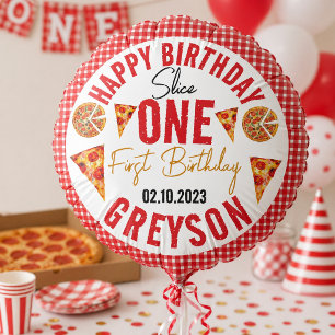 Modern Slice Slice Baby Pizza 1st Birthday Balloon